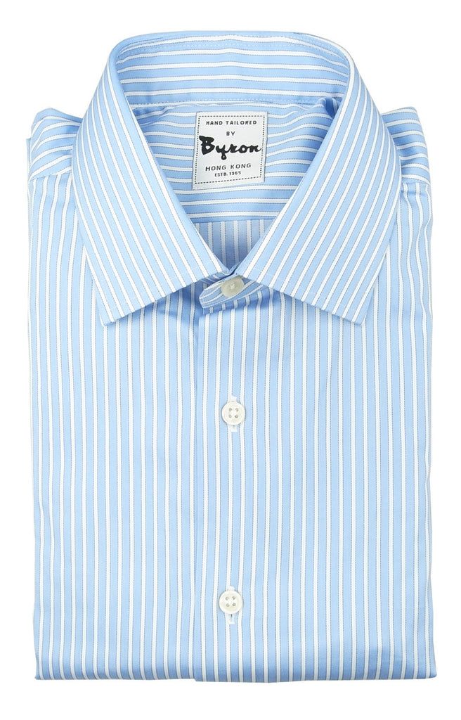 Blue Stripe Shirt 2x2 cotton, Forward Point Collar
