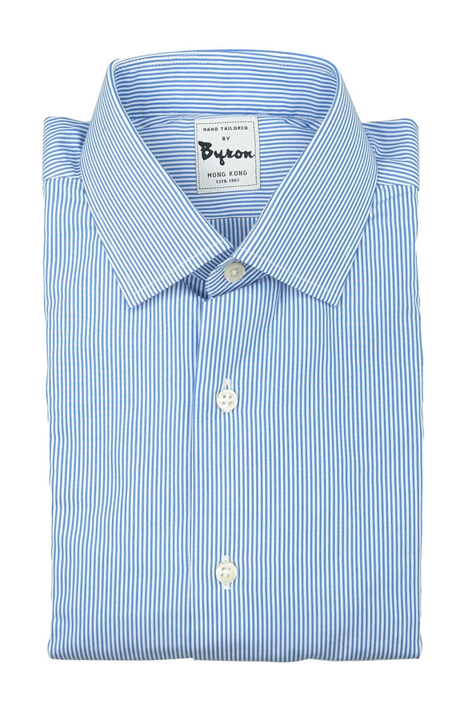 Blue Stripe Shirt Forward Point Collar, Wrinkle Free Fabric