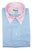 Baby Blue Micro Check Shirt with Pink Button Down Collar and Trim