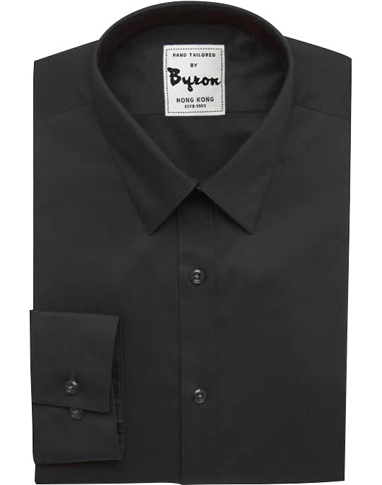 Black Solid Shirt, Hidden Button Down Collar , Standard Cuff