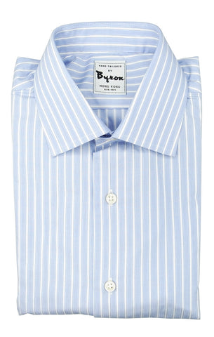 100% Cotton Shirt Blue White wide stripes Forward Point Collar