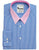 Azure Blue Micro Check Shirt with Pink Collar, Rounded Cuff