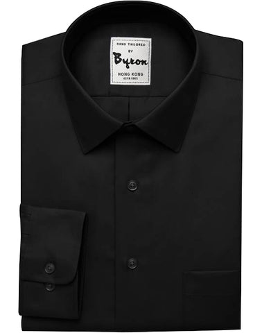 Black Solid Shirt, Forward Point Collar, Standard Cuff