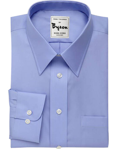 Medium Blue Solid Shirt, Forward Point Collar, Round Cuff
