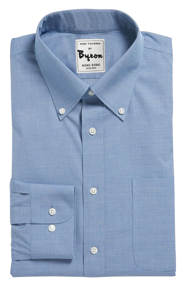 Ink Blue Solid Shirt , Button Down Collar, Round Cuff