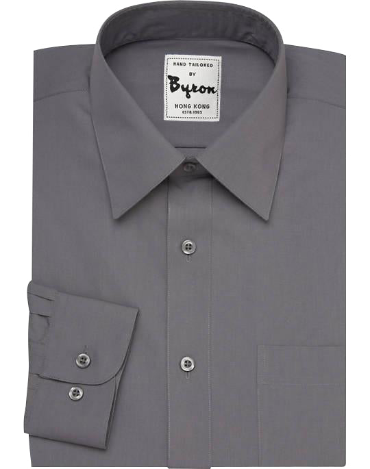 Charcoal Solid Shirt, Forward Point Collar, Rounded Cuff