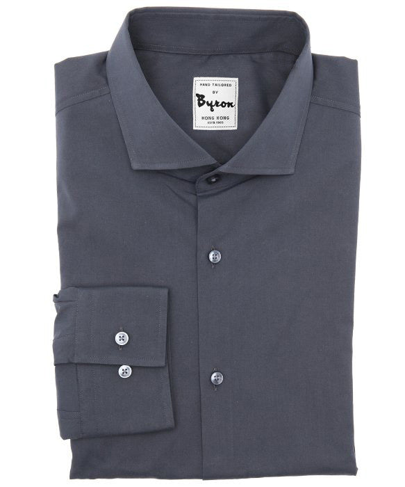 100% Cotton Charcoal Solid Shirt English Spread Collar Standard Cuff