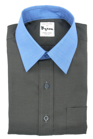 Dark Grey Shirt, Skyblue Collar and Cuff