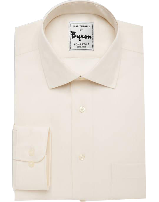 Ecru Solid Shirt, Forward Point Collar, Rounded Cuff