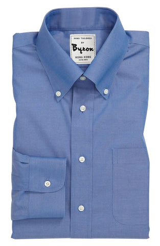 French Blue Solid Shirt, Button Down Collar, Rounded Cuff