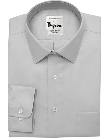 Light Grey Shirt, Forward Point Collar, Rounded Cuff