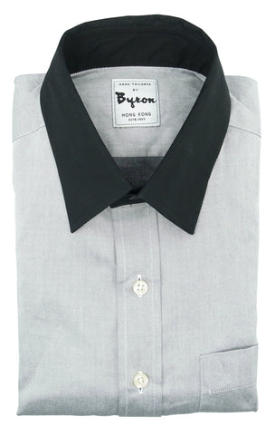 Light Grey Shirt with Black Forward Point Collar and Black Standard Cuff