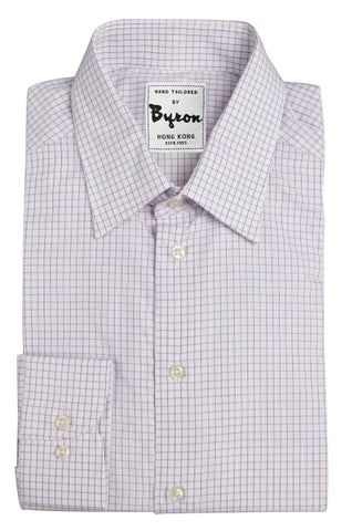 Lt. Grey Gingham Shirt, Forward Poing Collar, Rounded Cuff
