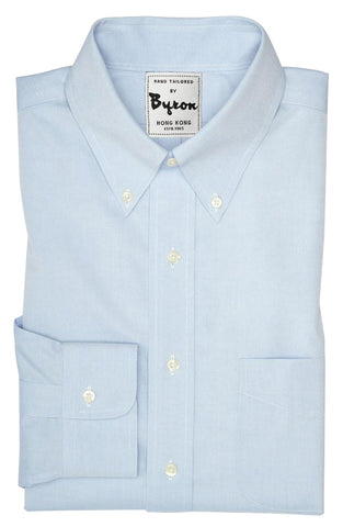 Lt Blue Solid Shirt, Button Down Collar, Angled Cuff