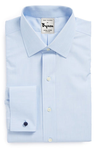 Light Blue Shirt with Forward Point Collar, French Cuffs