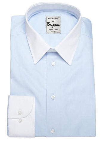 Lt Blue Shirt with White Forward Point Collar and White Angled Cuff