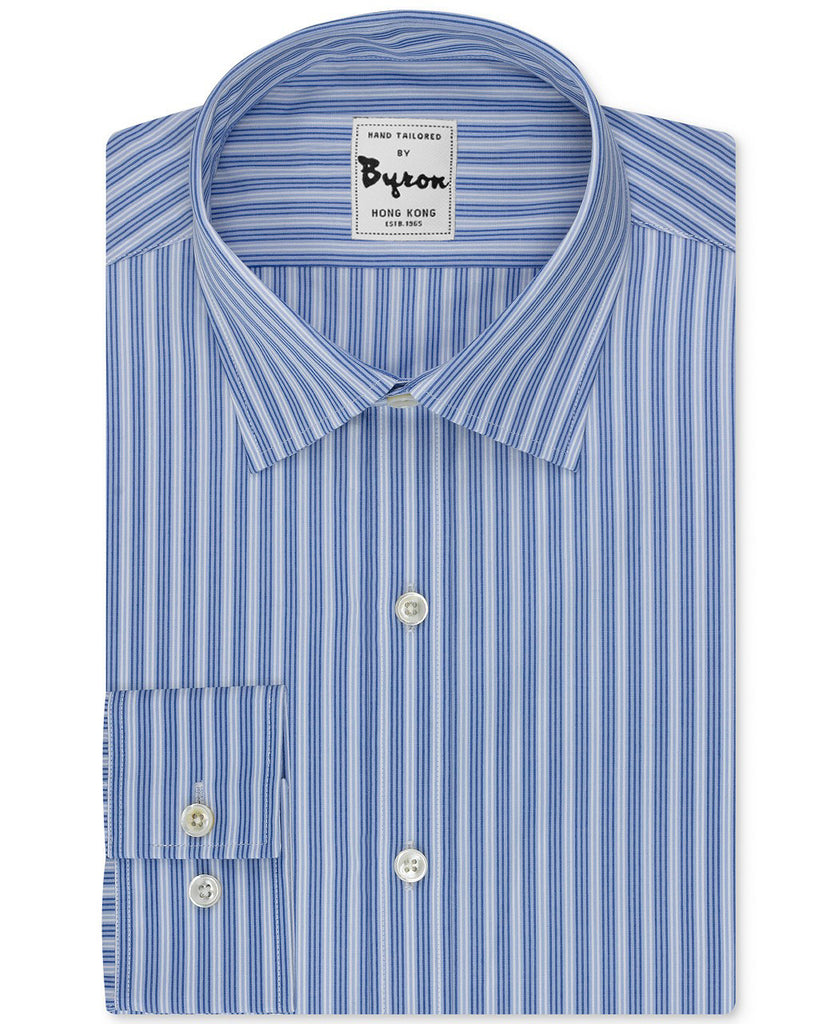 Blue and White Striped Shirt Forward Point Collar Standard Cuff