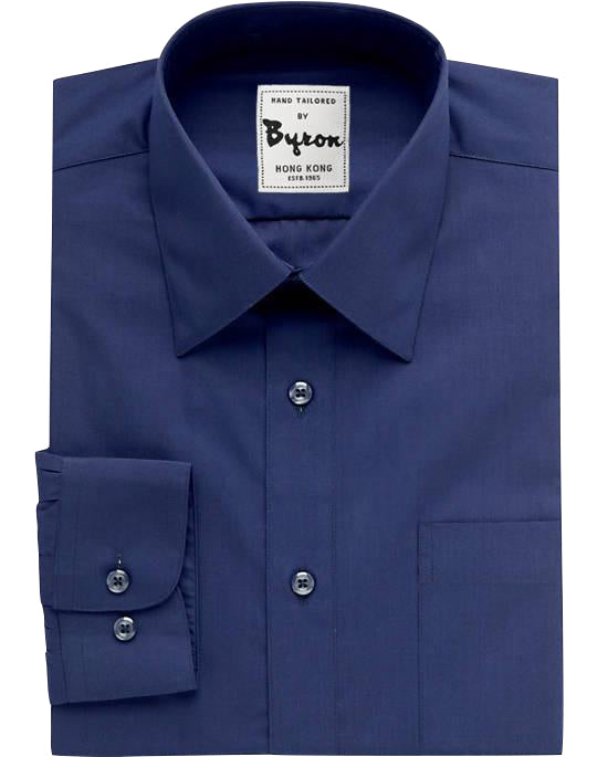 Navy Solid Shirt, Medium Point Collar, Rounded Cuff