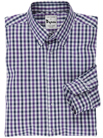 Navy and Lavender Gingham Check Shirt
