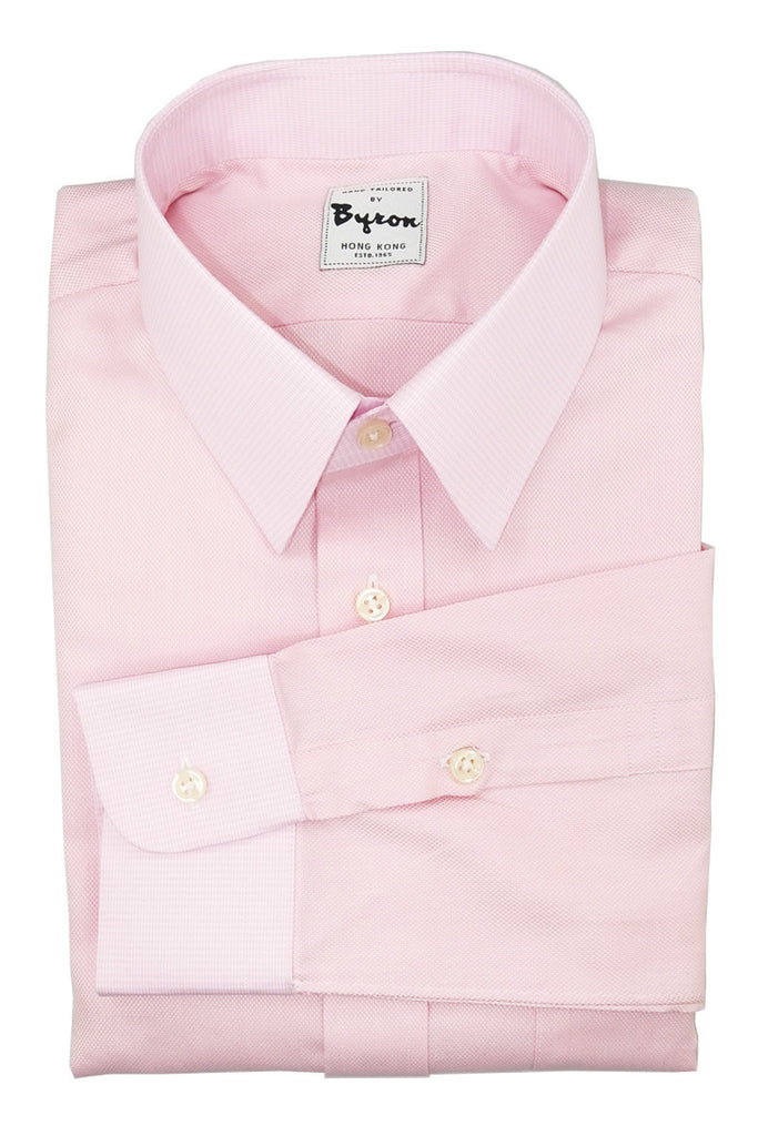 Pink Doby Shirt with Micro Check Pink Collar and Cuff