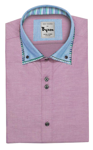 Pink & Lt.Blue Collar with Checks, Double Collar, Standard Cuff