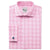 Pink Self Exploded Check Shirt White Medium Spread Collar French Cuff