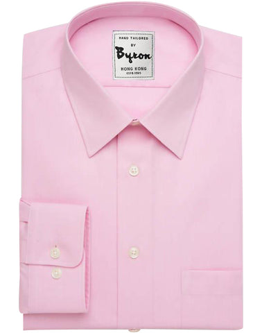 Pink Solid Shirt 02, Forward Point Collar, Round Cuff