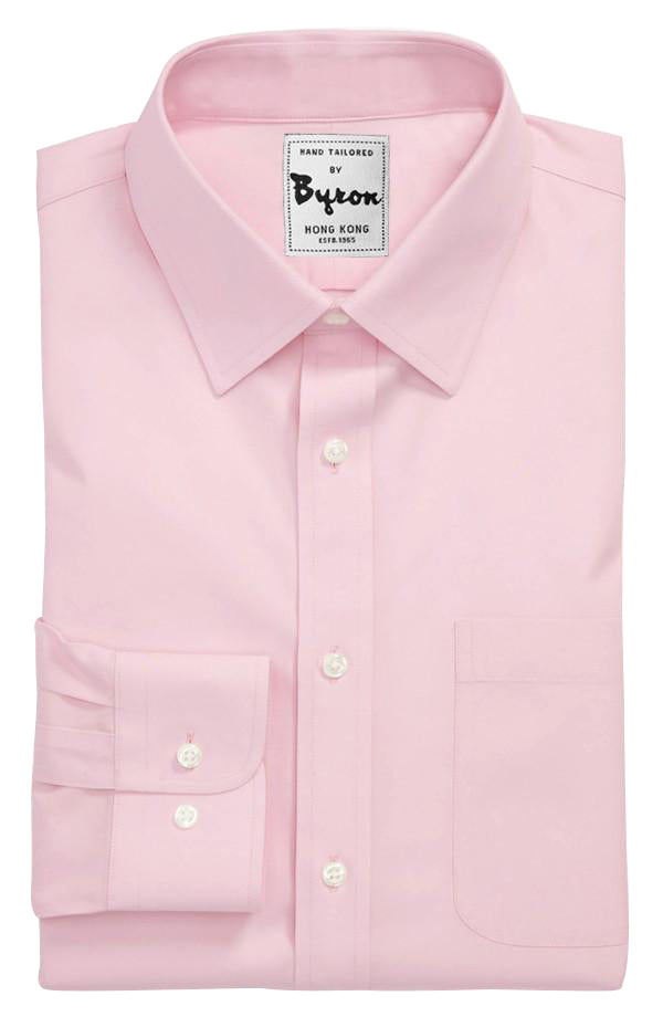 Pink Solid Shirt 04, Forward Point Collar, Round Cuff