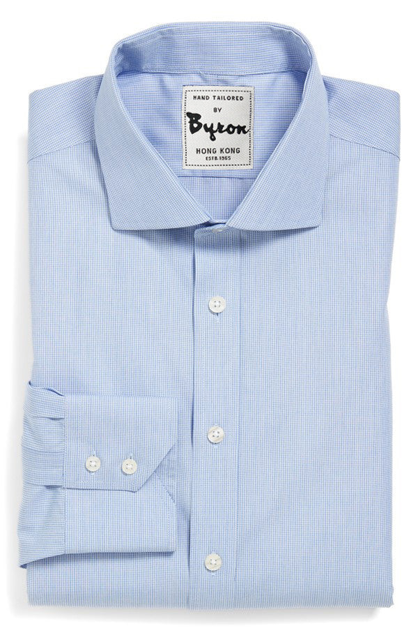 Sky Blue Shirt, English Spread Collar, Angled Cuff