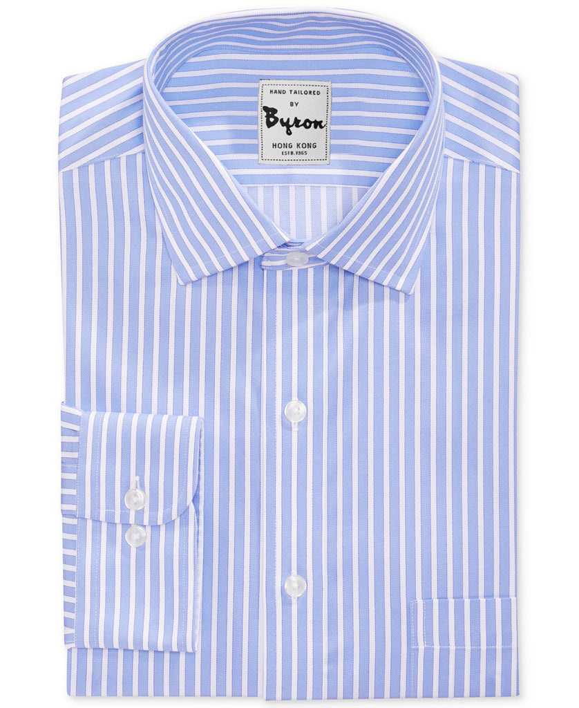 Skyblue X White Striped Shirt Forward Point Collar Rounded Cuff