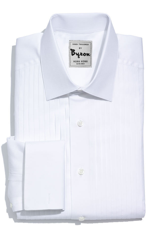Classic Tuxedo Shirt, Pleated Front, Wide Spread Collar with French Cuffs