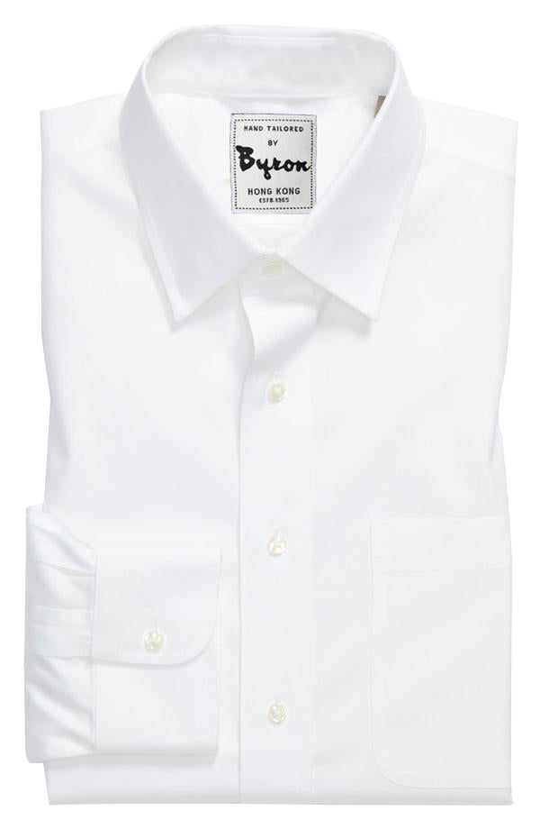 White Solid Shirt, Forward Point Collar, Angled Cuff, Wrinkle Free