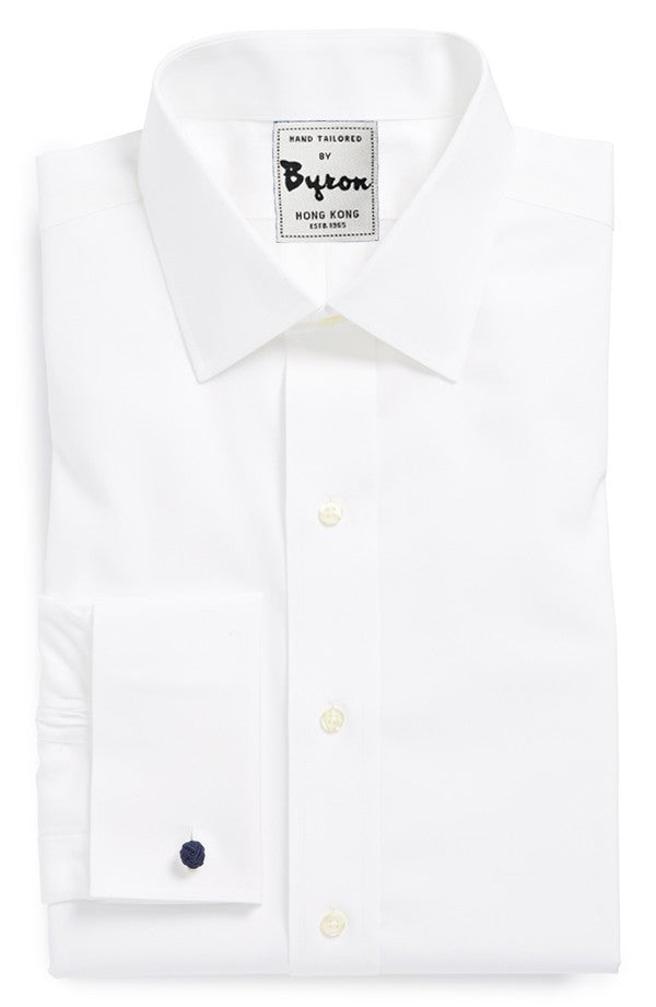 White Solid Shirt, Plain Front, French Cuff