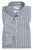 White and Blue Chinoise Striped Shirt, Button Dowan Collar, Rounded Cuff