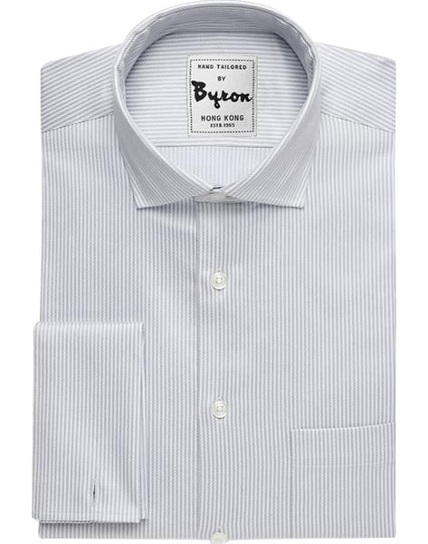 White and Lt Grey Thin Striped Shirt – byronshirts